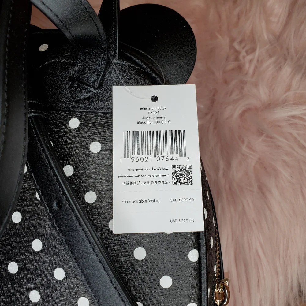 NWT Kate Spade x Disney Minnie Dome Backpack Polka Dot Leather
